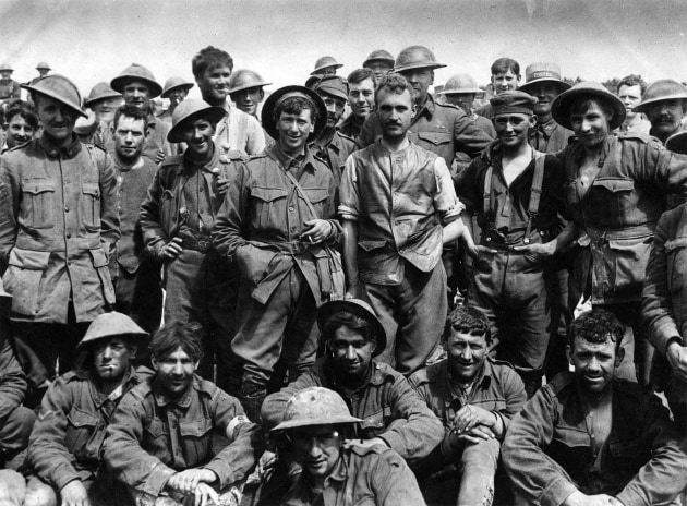 A Wilkins ‘team’ photo, A Wilkins ‘team’ photo, here of an Australian battalion just back from the front after engaging with the Germans. Close inspection reveals extraordinary individuality amongst the men, remarkable for an army setting. Image courtesy: Byrd Polar and Climate Research Centre.