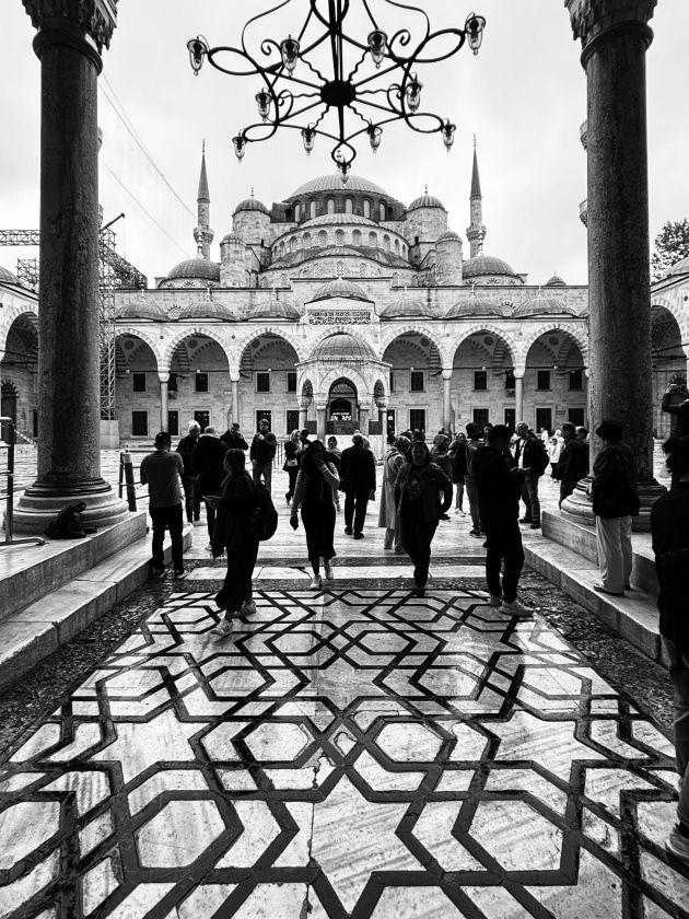 The Blue Mosque, Istanbul. Here, I had to be a bit brazen and block the entrance for a few seconds on a very, very busy day. I got some angry looks when I briefly blocked the path, but my effort paid off – I came away with a beautiful, layered composition. Apple iPhone 15 Plus. 1/170s @ f2.4, ISO 25.