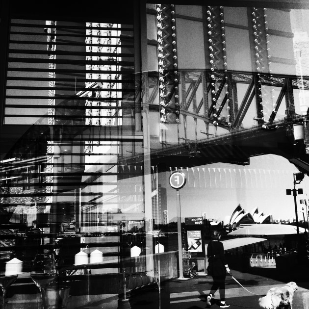 Sydney Opera House and the Harbour Bridge reflected in a Luna Park restaurant window. A unique way of capturing both icons in the one frame in a creative way. Apple iPhone 6. 1/900s @ f2.2, ISO 32.