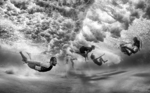 In a break from photographing news, while on holiday Alex captured this underwater shot of a mate during beautiful conditions at South Broulee, South Coast NSW. Canon 5D Mark III, EF15mm f/2.8 Fisheye lens. 1/3200s @ f5.6, ISO 500.