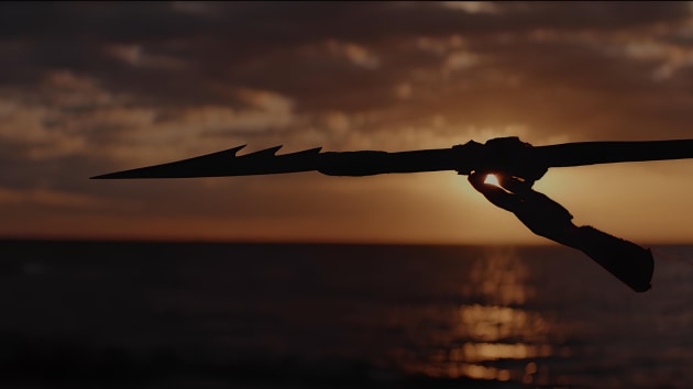 Image credit: We Rise (film still), written and directed by Nooky (Yuin Thungutti), Tyson Perkins (Arrernte Kalkadoon) and Gabriel Gasparinatos, produced by Powerhouse in collaboration with Indigenous social enterprise, We Are Warriors, 2024.