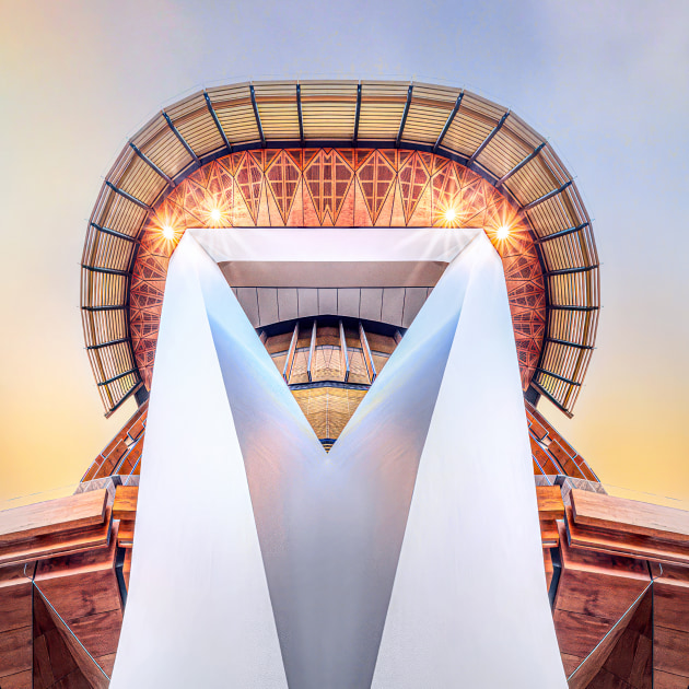 Captured by Mosman Camera Club member Timothy Moon, his image The Podium was runner-up in Commercial Category of the Australian Photographic Prize 2023. The right hand side of the image has been mirrored to remove buildings in the back of frame on the left, with a colourful sky blended in to match the overall colour palette of the image. Nikon D85, Laowa 12mm lens. 1/200s @ f9, ISO 400.